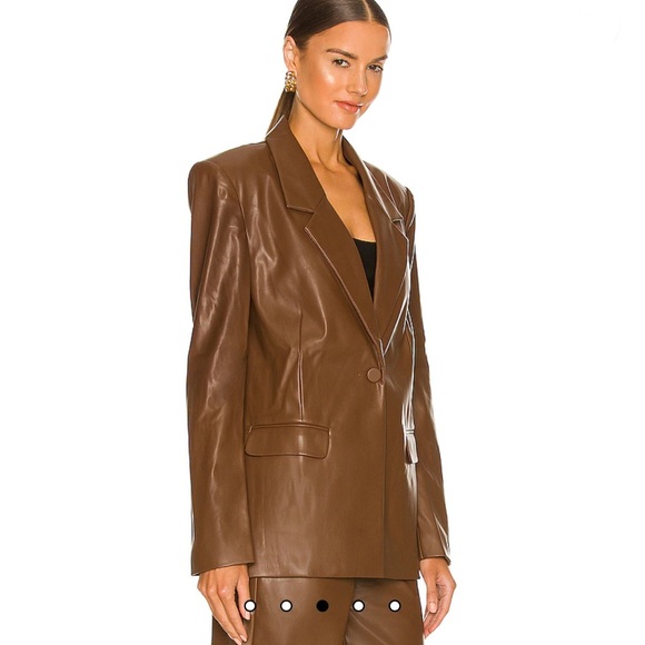 ❌SOLD❌ WeWoreWhat Vegan Leather Blazer in Cocoa Brown - Picture 4 of 12